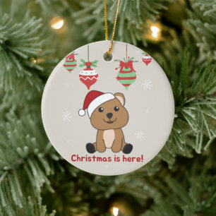 Ornamento De Cerâmica Quokka Natal Snow Animais de inverno Quokkas Ceram