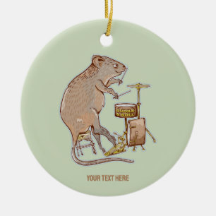 Ornamento De Cerâmica Quokka Tocando Tambores