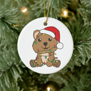 Ornamento De Cerâmica Quokkas de animais de inverno de Quokka