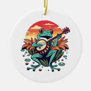 Ornamento De Cerâmica Rã Banjo