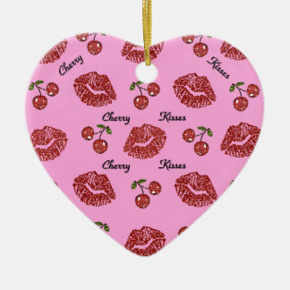 Ornamento De Cerâmica RAB Rockabilly Cherry Kisses a rosa