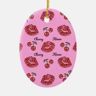 Ornamento De Cerâmica RAB Rockabilly Cherry Kisses a rosa