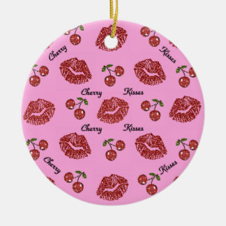 Ornamento De Cerâmica RAB Rockabilly Cherry Kisses a rosa