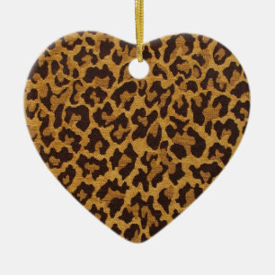 Ornamento De Cerâmica RAB Rockabilly Estampa de Leopardo Marrom Dourado