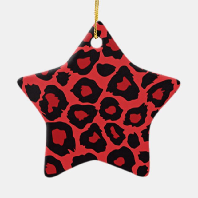 Ornamento De Cerâmica RAB Rockabilly Leopard Print Red Black (Frente)