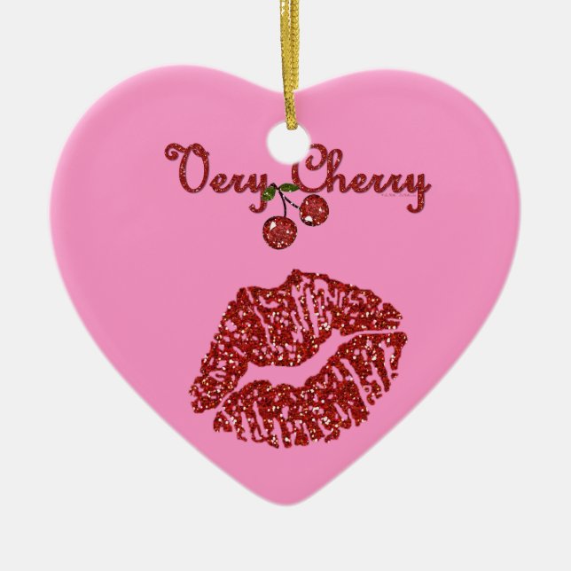 Ornamento De Cerâmica RAB Rockabilly Muito Cherry Kiss (Frente)