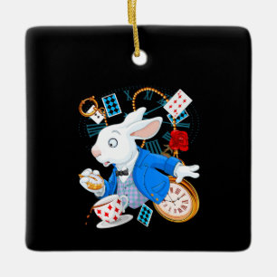 Ornamento De Cerâmica Rabbit Gift Alice In Wonderland - White Rabbit