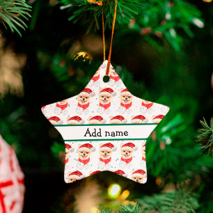 Ornamento De Cerâmica Raça de Cão Pomerânia Estrelas de Natal