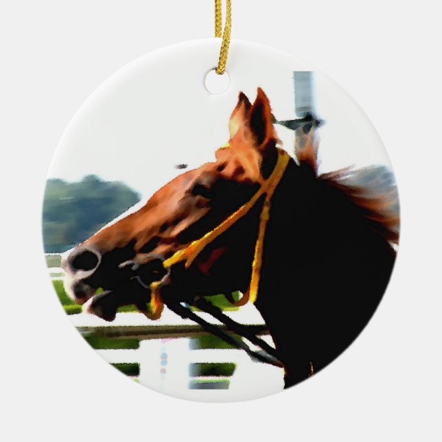 Ornamento De Cerâmica Race Horse Ornament (Frente)