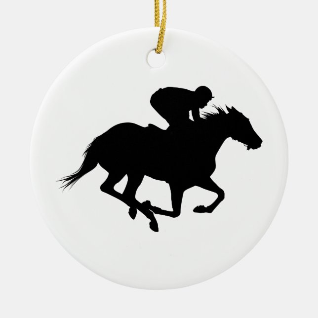 Ornamento De Cerâmica Race Horse Silhouette (Frente)