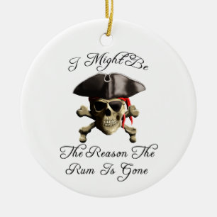 Ornamento De Cerâmica Raciocina o rum é crânio ido do pirata