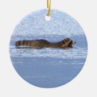 Ornamento De Cerâmica Racoon Swimming Photo Ornament 