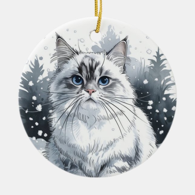Ornamento De Cerâmica Ragdoll Cat Circle Natal Ornament (Frente)
