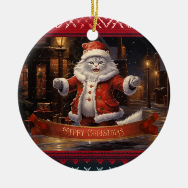 Ornamento De Cerâmica Ragdoll cat Natal (Frente)