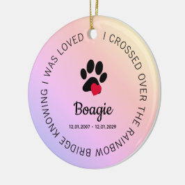 Ornamento De Cerâmica Rainbow Bridge Paw Print Personalized Pet Memorial