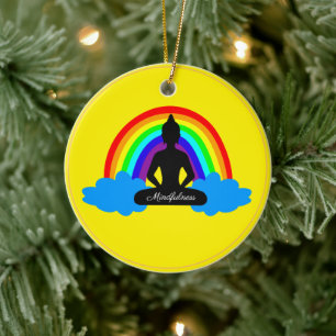 Ornamento De Cerâmica Rainbow Buddha e Ioga da Mindícia /meditação