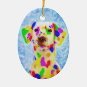 Ornamento De Cerâmica Rainbow Dalmatian