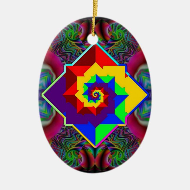 Ornamento De Cerâmica Rainbow Diamond Spiral (Frente)