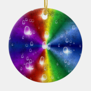 Ornamento De Cerâmica rainbow em elephant skin leatheroptik & raindrops
