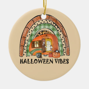 Ornamento De Cerâmica Rainbow Halloween Vibes Camper/ Trailer