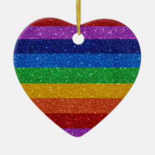 Ornamento De Cerâmica Rainbow Heart