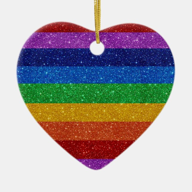Ornamento De Cerâmica Rainbow Heart (Frente)