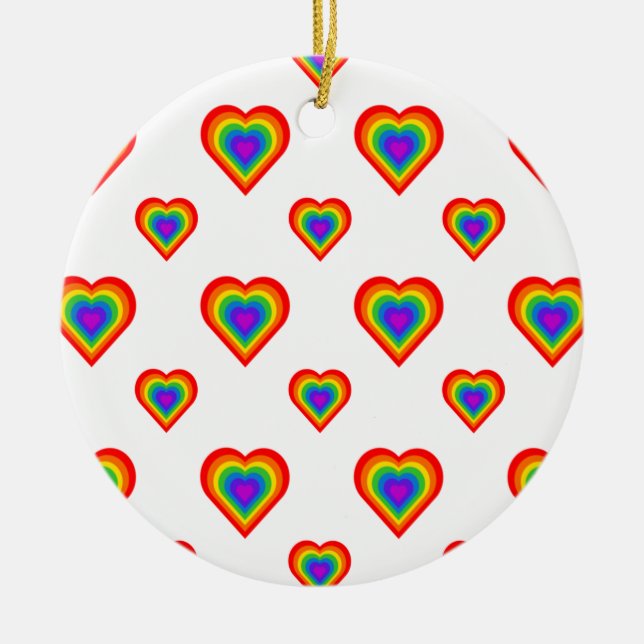 Ornamento De Cerâmica Rainbow Heart (Frente)