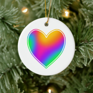 Ornamento De Cerâmica Rainbow Heart
