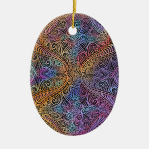 Ornamento De Cerâmica Rainbow Kaleidoscope Mandala
