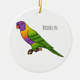 Ornamento De Cerâmica Rainbow lorikeet bird cartoon illustration 