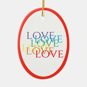Ornamento De Cerâmica RAINBOW LOVE Cerâmica Oval Ornament - Vermelho