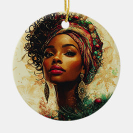 Ornamento De Cerâmica Rainha Afrocentríca do Natal