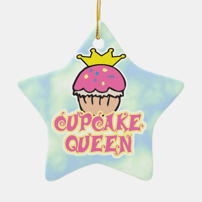 Ornamento De Cerâmica Rainha cupcake (Frente)