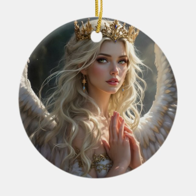 Ornamento De Cerâmica Rainha do amanhecer celestial (Frente)