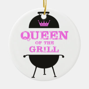 Ornamento De Cerâmica Rainha Do Grill, Coroa Rosa