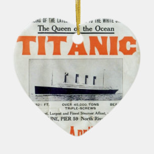 Ornamento De Cerâmica Rainha do Oceano Titanic - White Star Line
