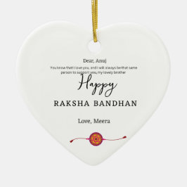 Ornamento De Cerâmica Raksha bandhan, cartão feliz rakhi personalizado,