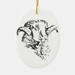 Ornamento De Cerâmica Ram de Ovelha Cuta Funky