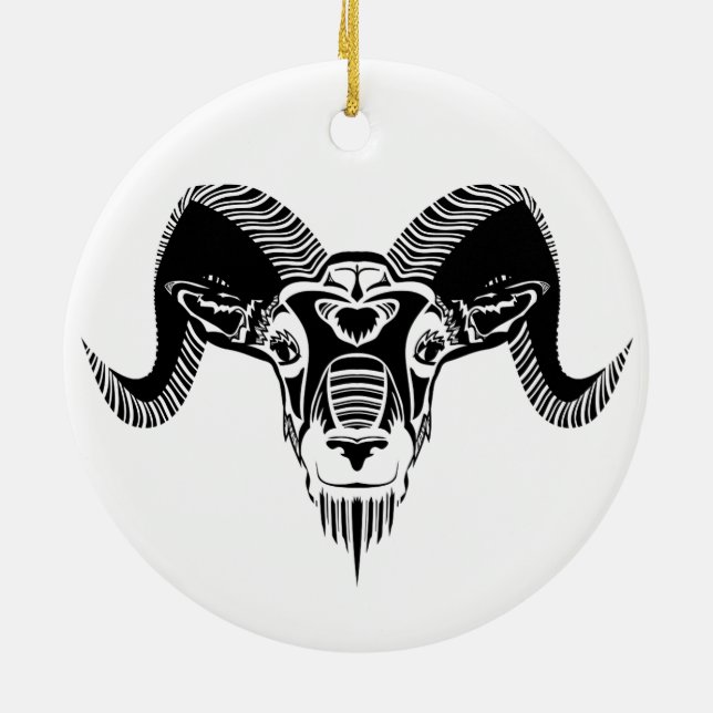 Ornamento De Cerâmica ram selvagem (Traseira)