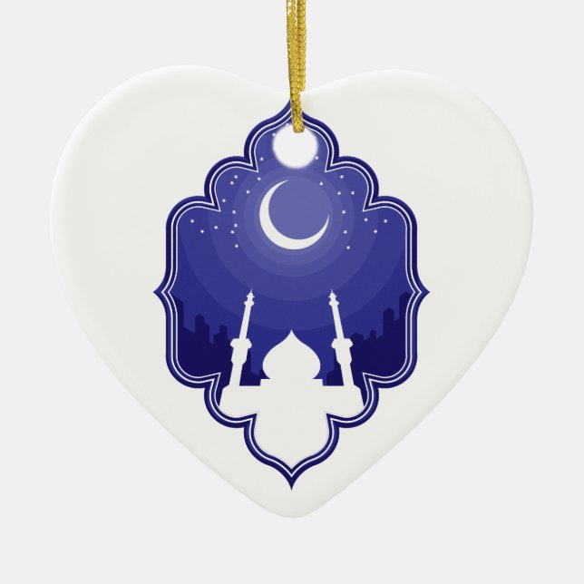 Ornamento De Cerâmica Ramadan & cumprimento de Eid al-Fitr Mubarak (Frente)