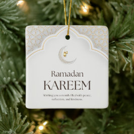 Ornamento De Cerâmica Ramadan Kareem Lantern & Crescent Art