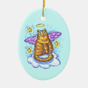 Ornamento De Cerâmica Rambo Kitty Cat Nome personalizado Angel Ornament