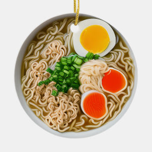 Ornamento De Cerâmica Ramen Noodles Pun Ornament Cerâmico de Natal