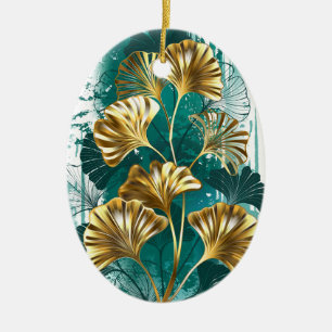 Ornamento De Cerâmica Ramificação com Ouro deixa Ginko Biloba