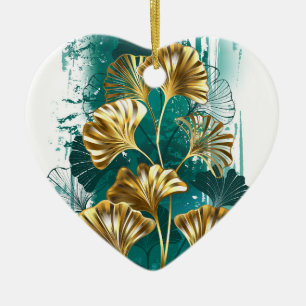 Ornamento De Cerâmica Ramificação com Ouro deixa Ginko Biloba
