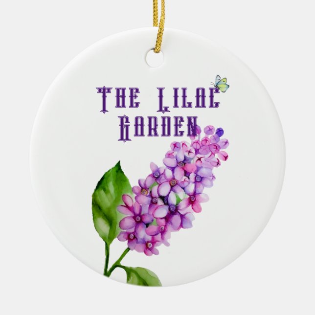 Ornamento De Cerâmica Ramificação lilática de aquarela elegante (Frente)