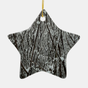 Ornamento De Cerâmica Ramificações cobertas por neve inverno