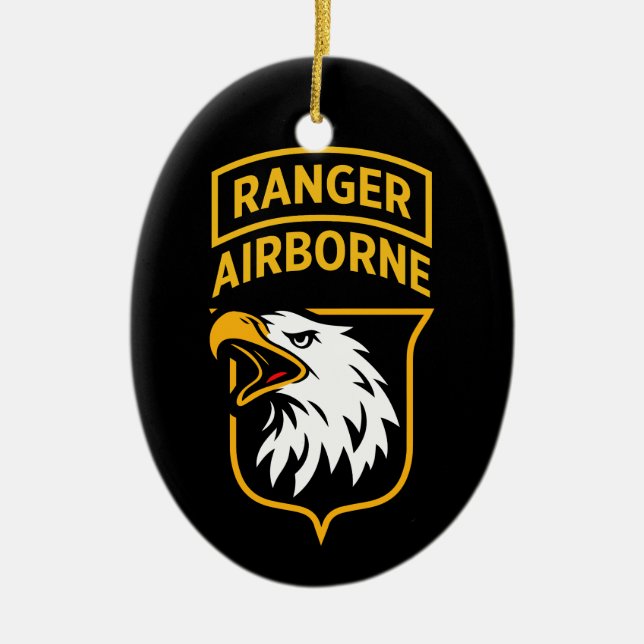 Ornamento De Cerâmica Ranger Airborne Screaming Eagles Patch (Frente)