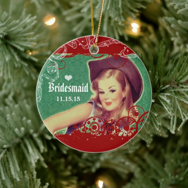 Ornamento De Cerâmica Ranhura de Cavalos de Bridesmaid, Selvagem Ocident (Árvore)