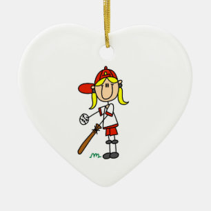 Ornamento De Cerâmica Rapariga Aperta O Baseball No Bat
